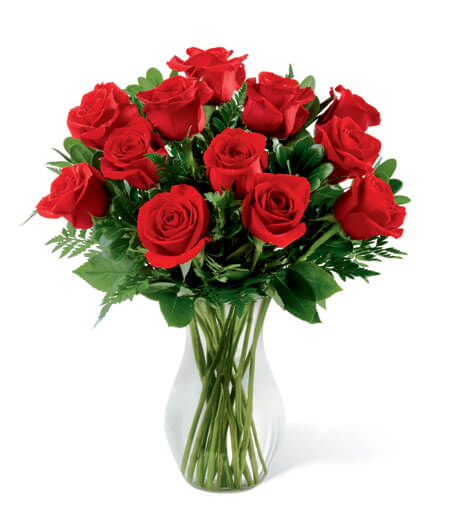 Classic Crimson Heritage Rose Arrangement with twelve red roses for State College graduation and romance delivery