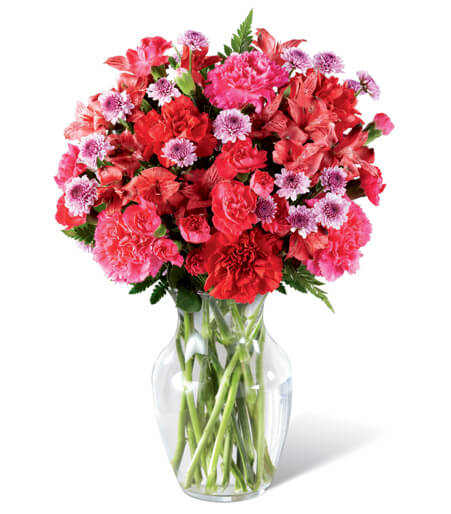 Vivid Expressions Floral Arrangement with pink carnations and red roses for State College graduation and birthday delivery