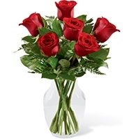 Classic Crimson Rose Arrangement with six red roses for State College graduation and birthday delivery