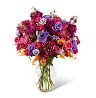 Plum & Amethyst Autumn Arrangement with plum chrysanthemums and purple lisianthus for State College anniversary and graduation delivery