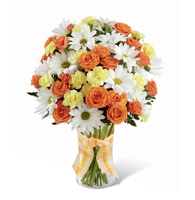 Sunny Radiance Floral Arrangement with orange roses and yellow carnations for State College birthday and graduation delivery